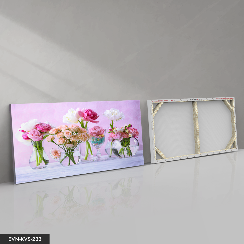 Vazo Çiçekler Tek Parça Kanvas Canvas Tablo