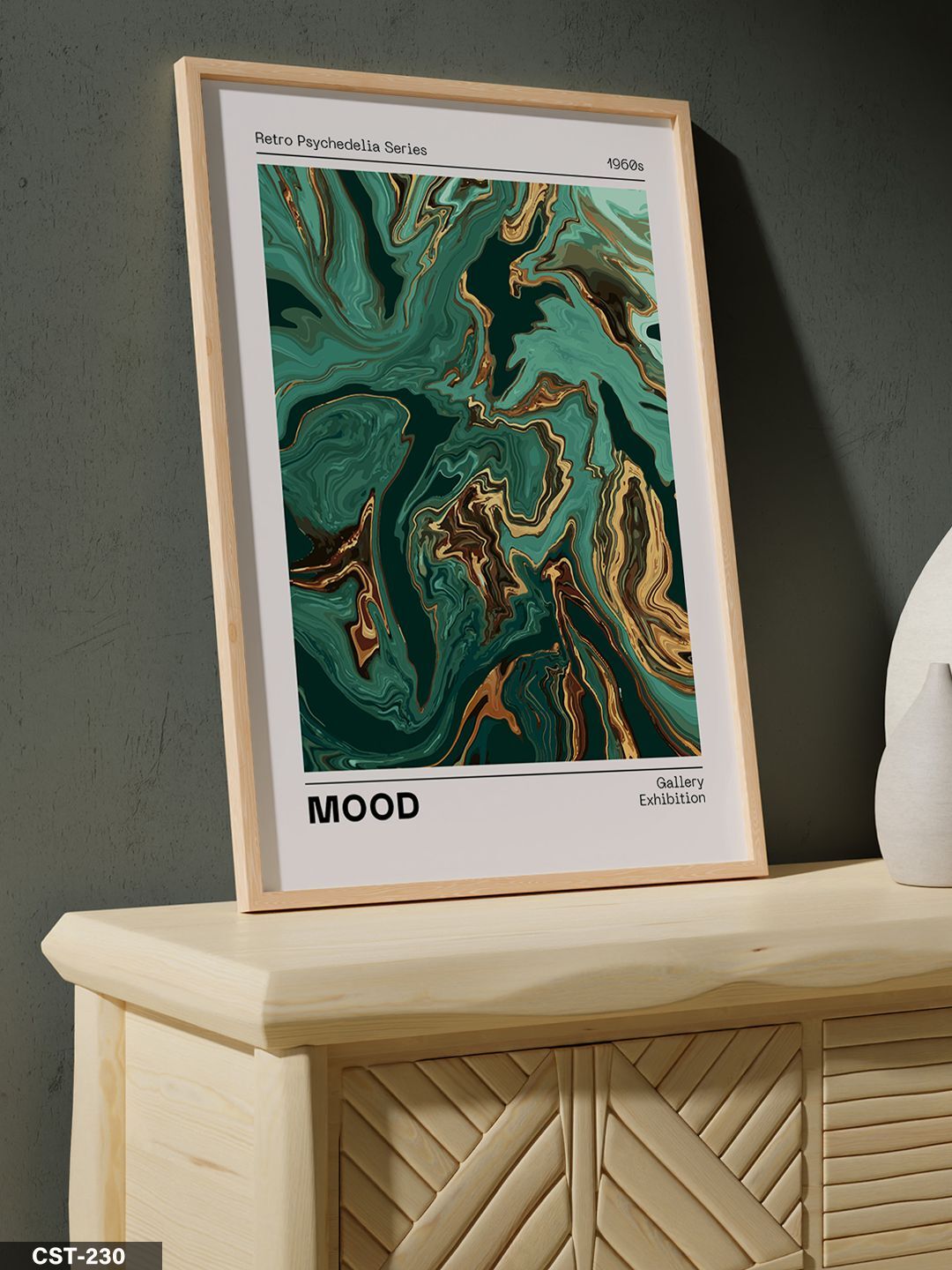 Retro Psychedelia Series MOOD Tek Parça Ahşap Çerçeveli Tablo Naturel - 20 x 30 CM