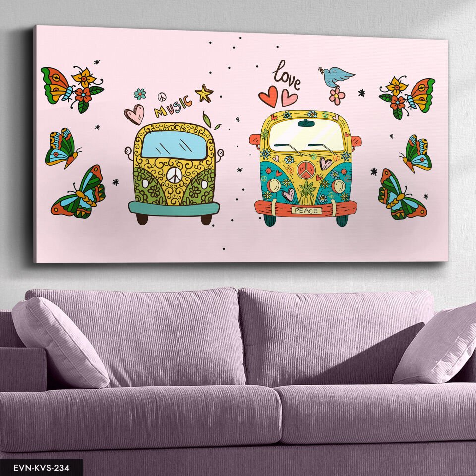 Kelebekler Tek Parça Kanvas Canvas Tablo