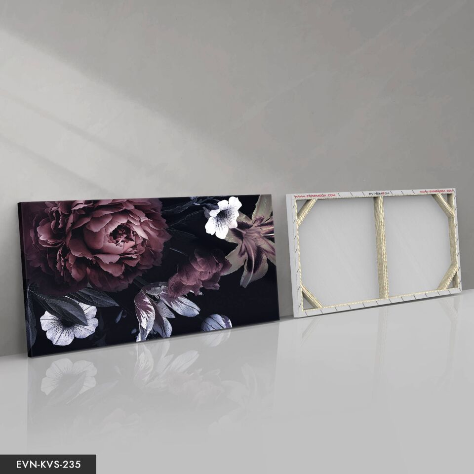 Yağlı Boya Görünümlü Çiçek Tek Parça Kanvas Canvas Tablo 40 x 30 CM - Çok Renkli