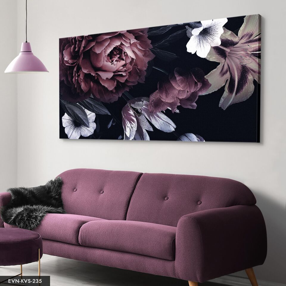 Yağlı Boya Görünümlü Çiçek Tek Parça Kanvas Canvas Tablo 40 x 30 CM - Çok Renkli