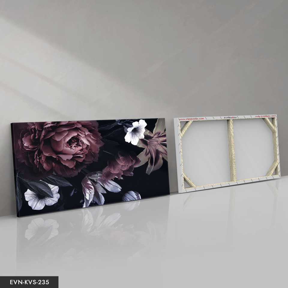 Yağlı Boya Görünümlü Çiçek Tek Parça Kanvas Canvas Tablo