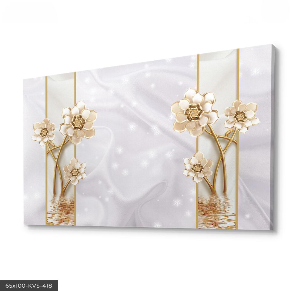 Gold Çiçekler Kanvas - Canvas Tablo