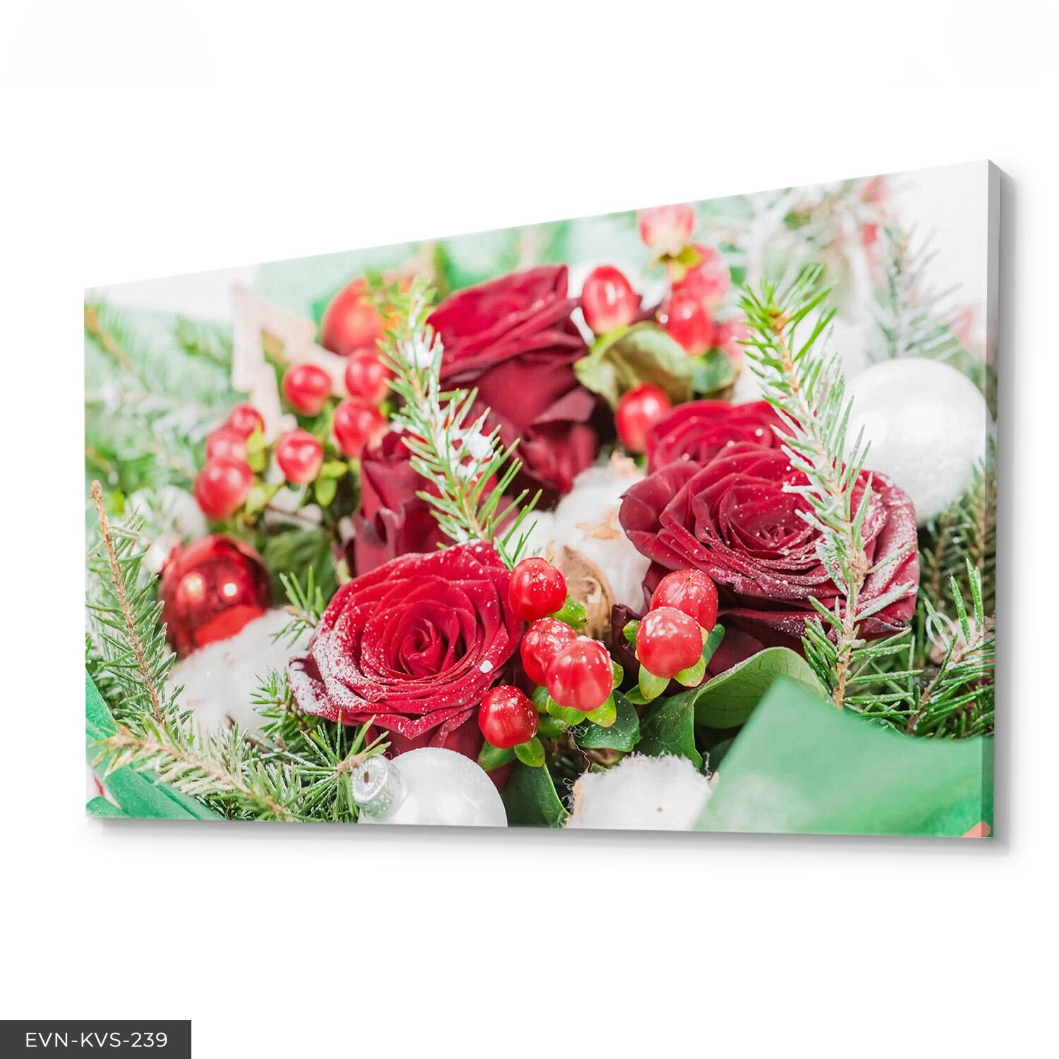 Kırmızı Gül Tek Parça Kanvas Canvas Tablo 40 x 30 CM - Çok Renkli