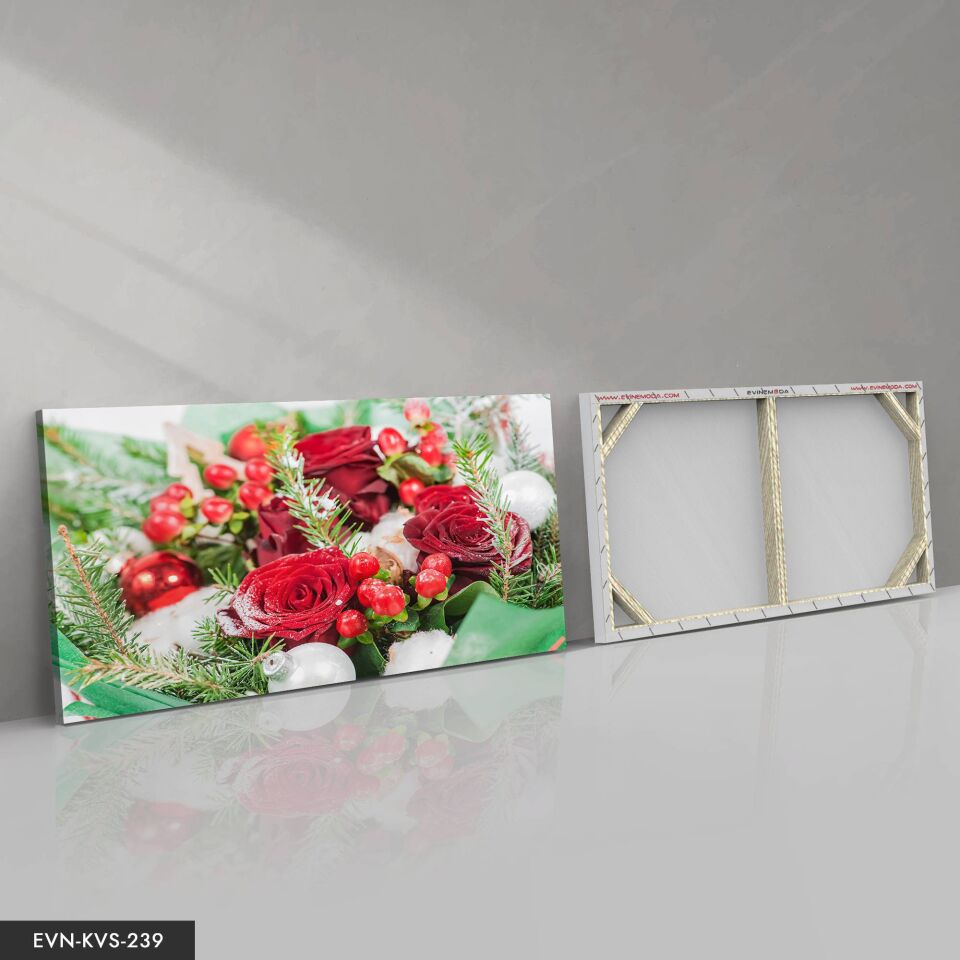 Kırmızı Gül Tek Parça Kanvas Canvas Tablo 40 x 30 CM - Çok Renkli