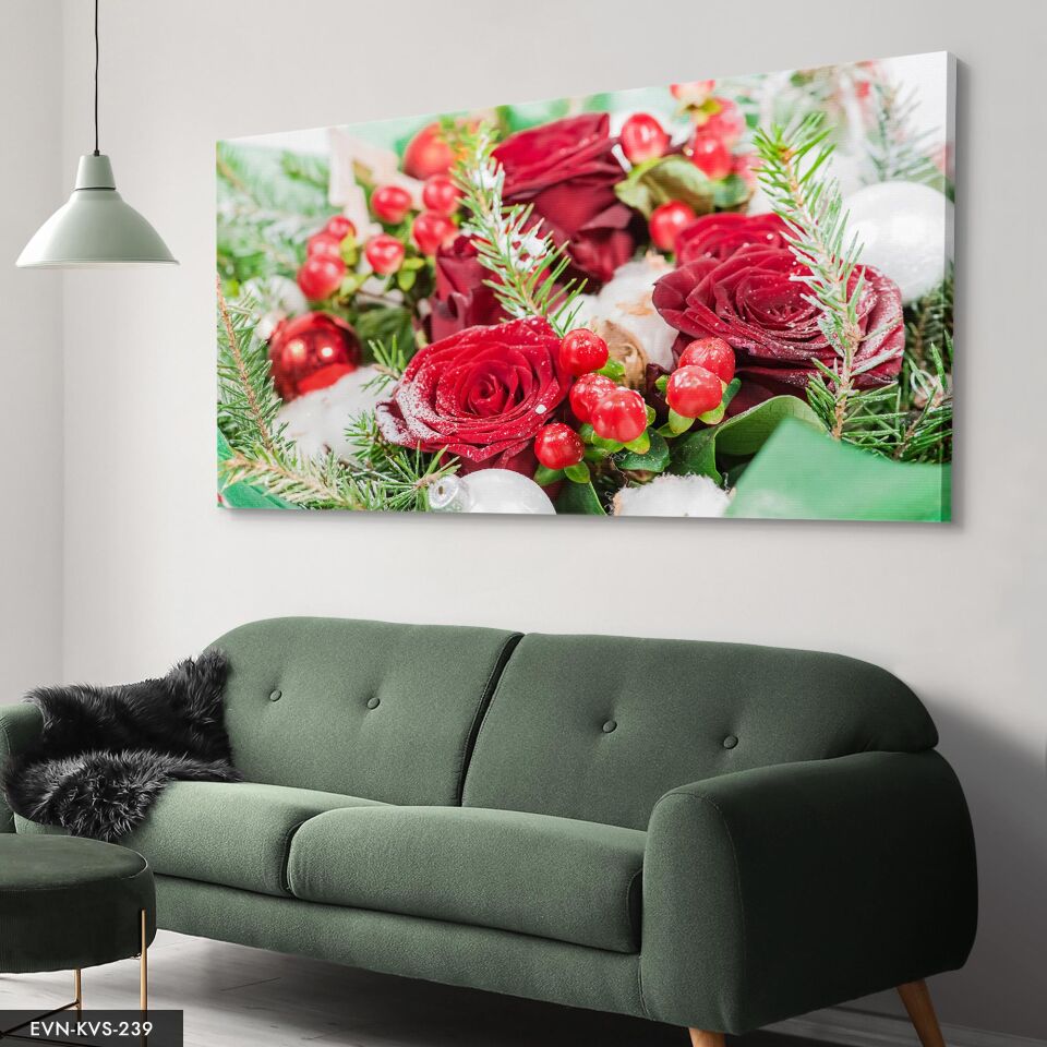 Kırmızı Gül Tek Parça Kanvas Canvas Tablo 40 x 30 CM - Çok Renkli