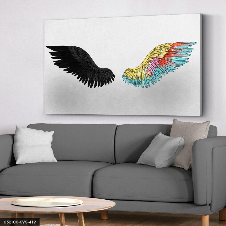 Hüzün Ve Mutluluk Melek Kanadı Kanvas - Canvas Tablo