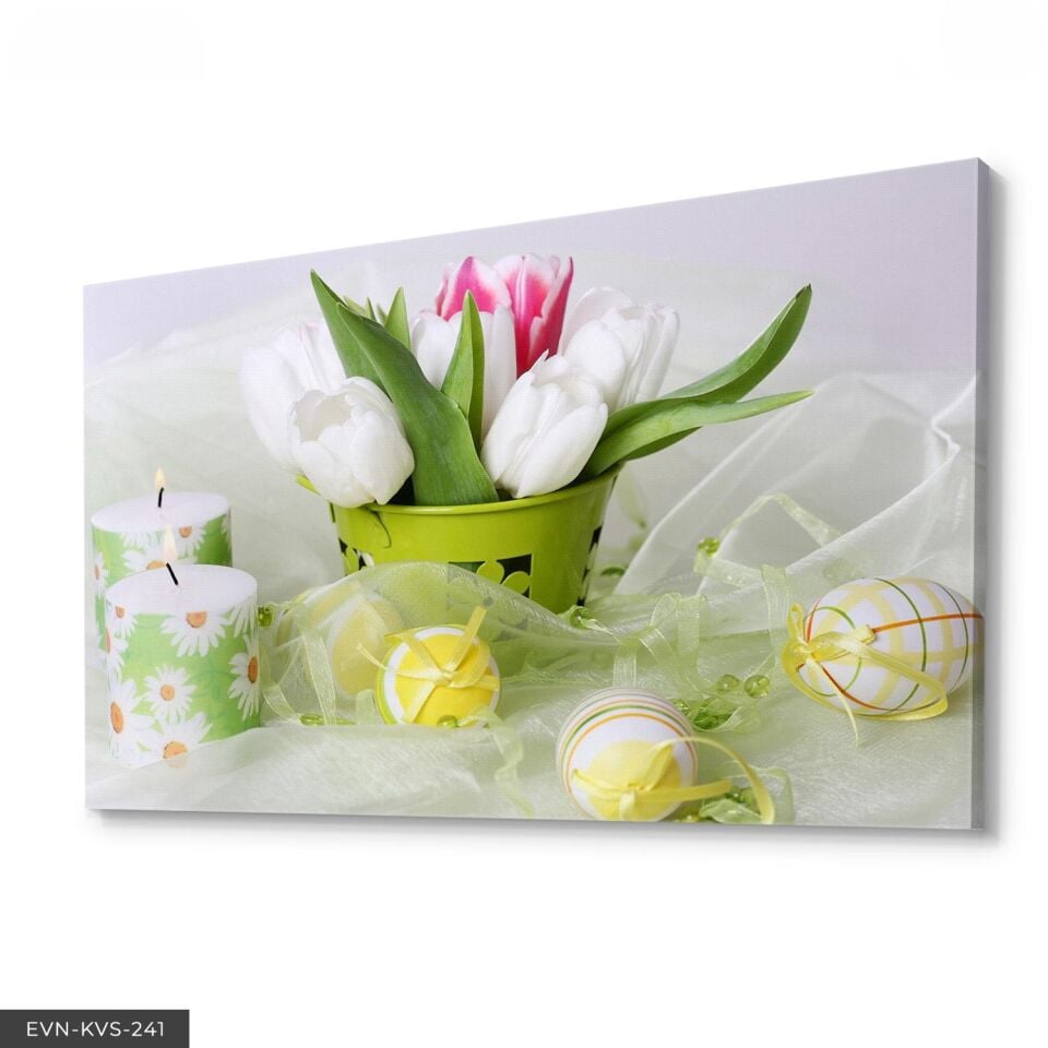 Lale Mum Tek Parça Kanvas Canvas Tablo 140 x 90 CM - Çok Renkli