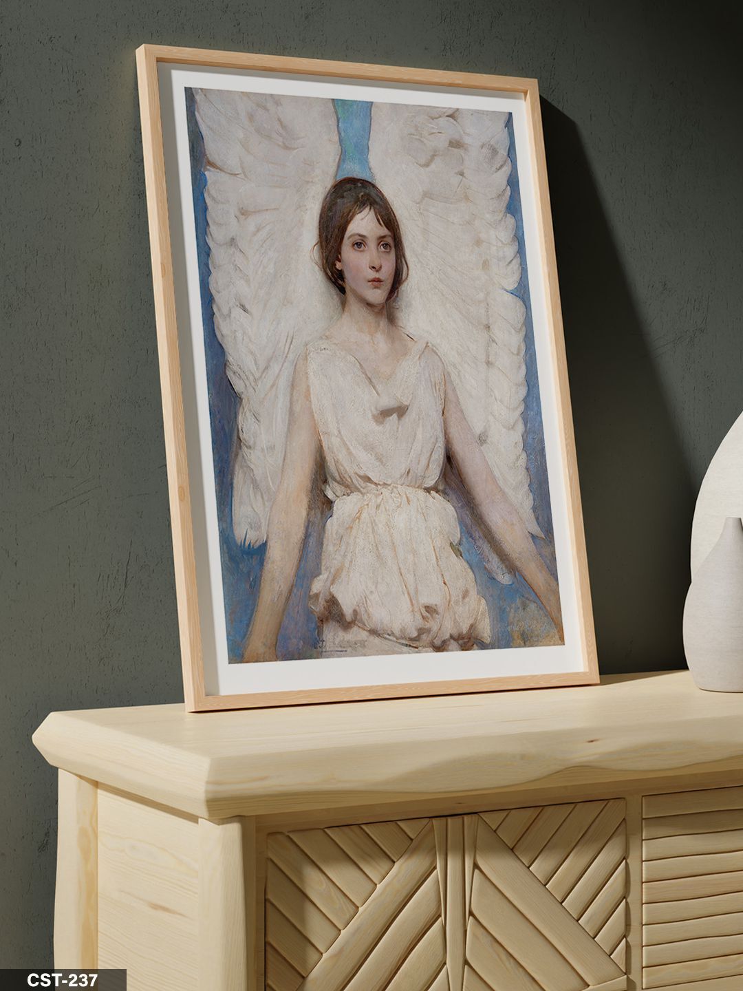 Angel Tek Parça Ahşap Çerçeveli Tablo Naturel - 20 x 30 CM