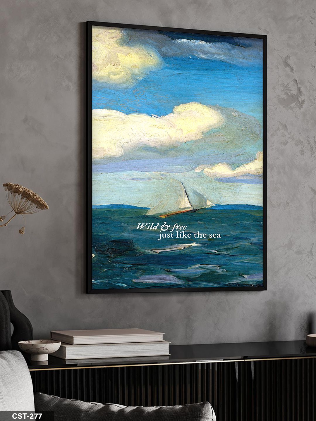 Özgürlüğün Dalgaları Tek Parça Ahşap Çerçeveli Tablo Siyah - 30 x 40 CM