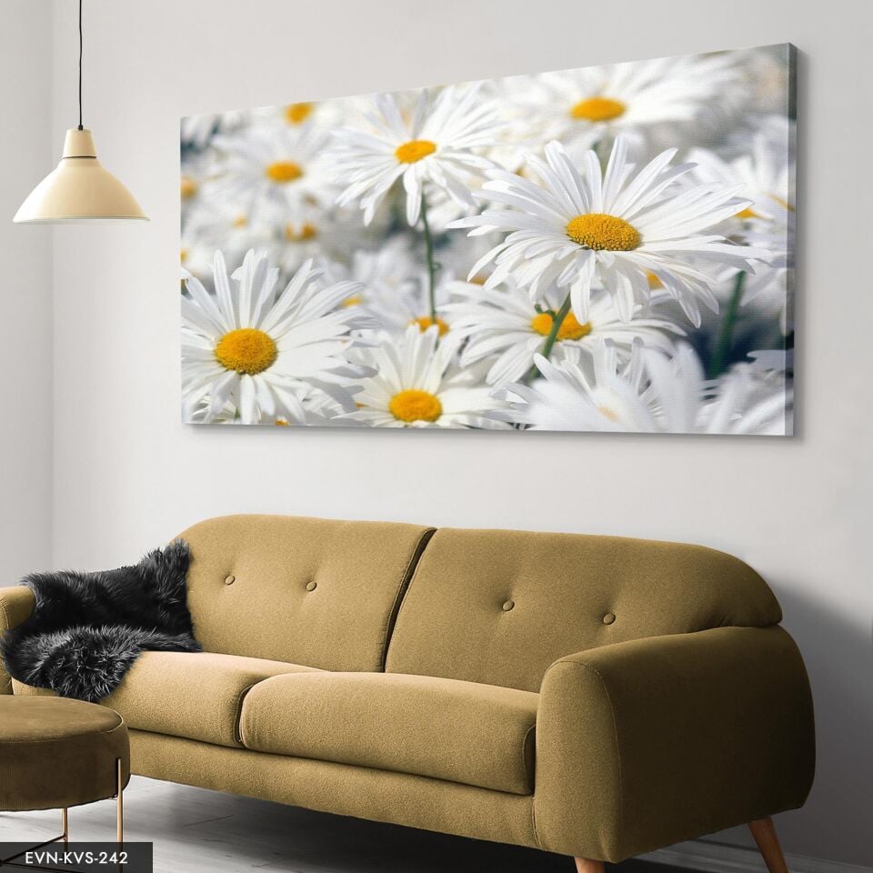 Papatya Tek Parça Kanvas Canvas Tablo 40 x 30 CM - Çok Renkli