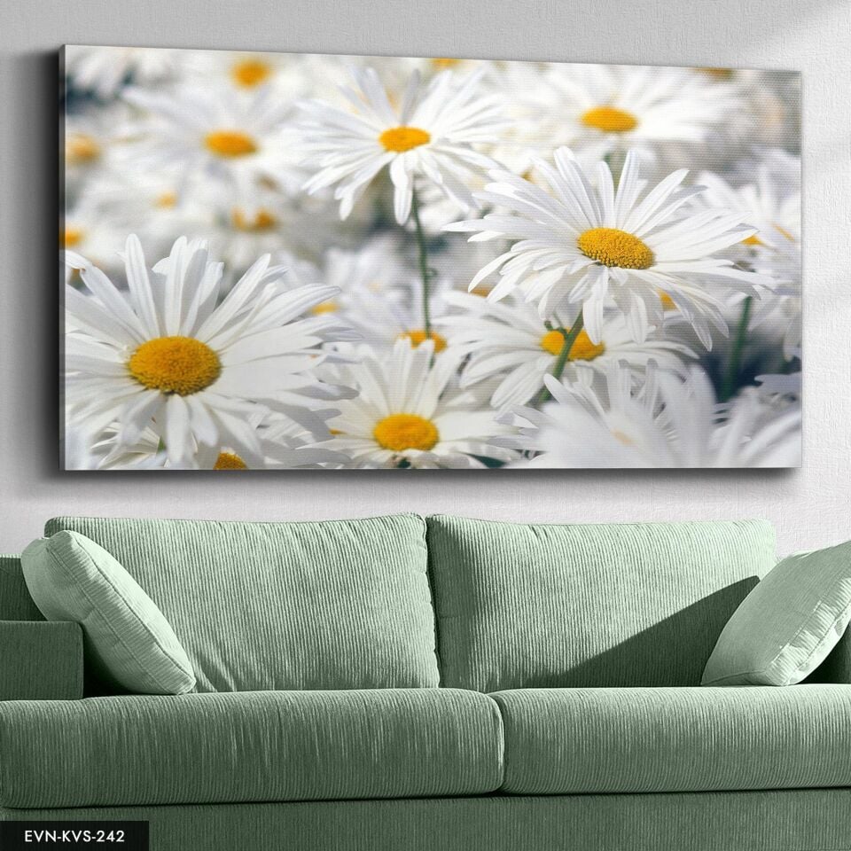 Papatya Tek Parça Kanvas Canvas Tablo 40 x 30 CM - Çok Renkli