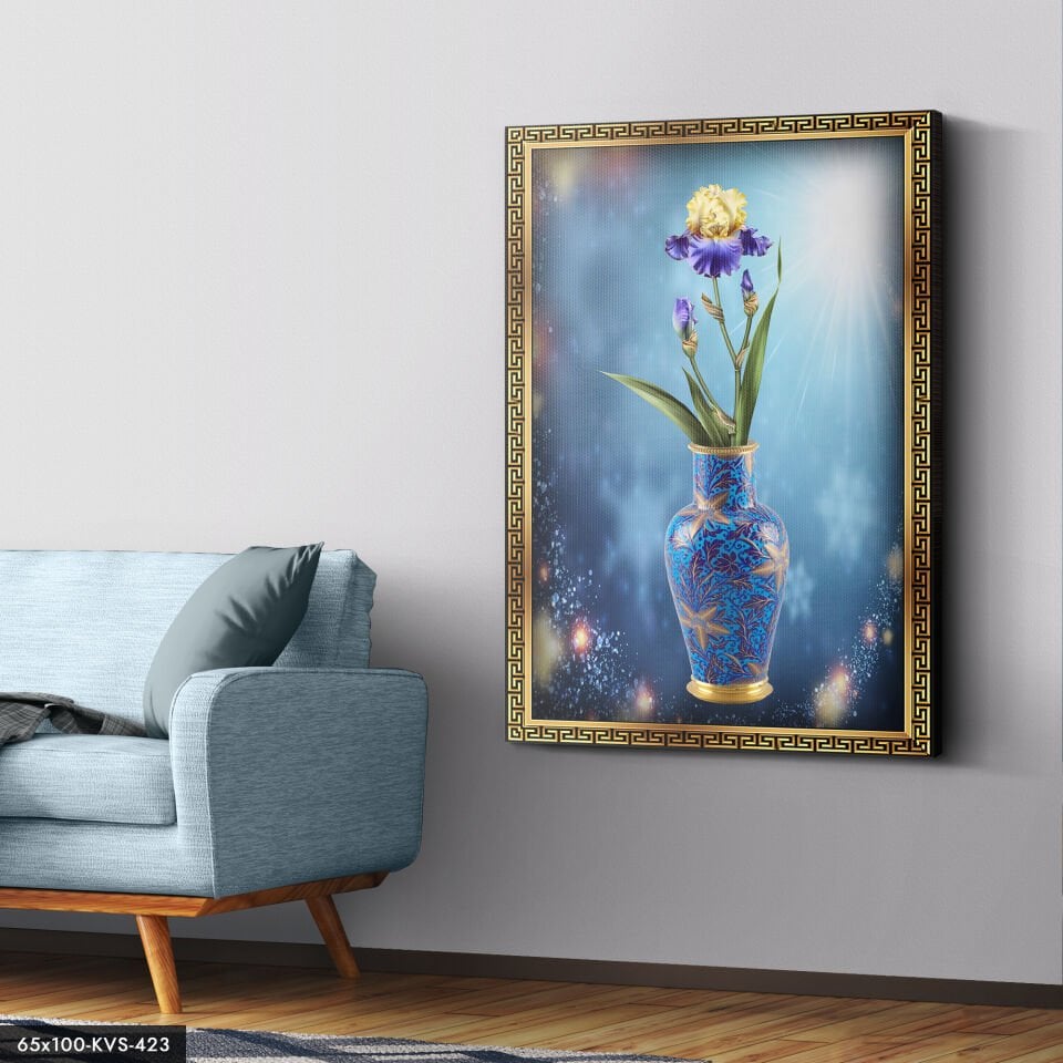 Gold Çerçeve Çiçek Kanvas - Canvas Tablo