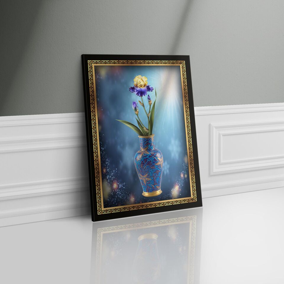 Gold Çerçeve Çiçek Kanvas - Canvas Tablo