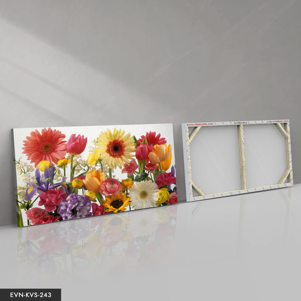 Renkli Çiçekler Tek Parça Kanvas Canvas Tablo